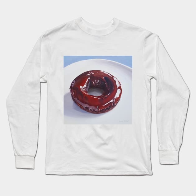 Double Chocolate Donut painting Long Sleeve T-Shirt by EmilyBickell